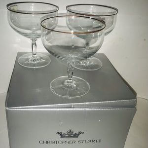 New Christopher Stuart Talia Gold Dessert Glasses